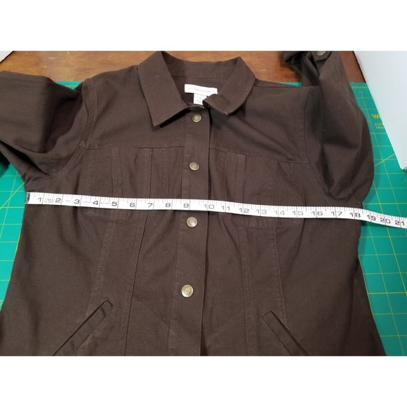 Christopher Banks Womens Roll Tab Long Sleeve Brown Button Up Jacket Sz Small - Picture 10 of 13